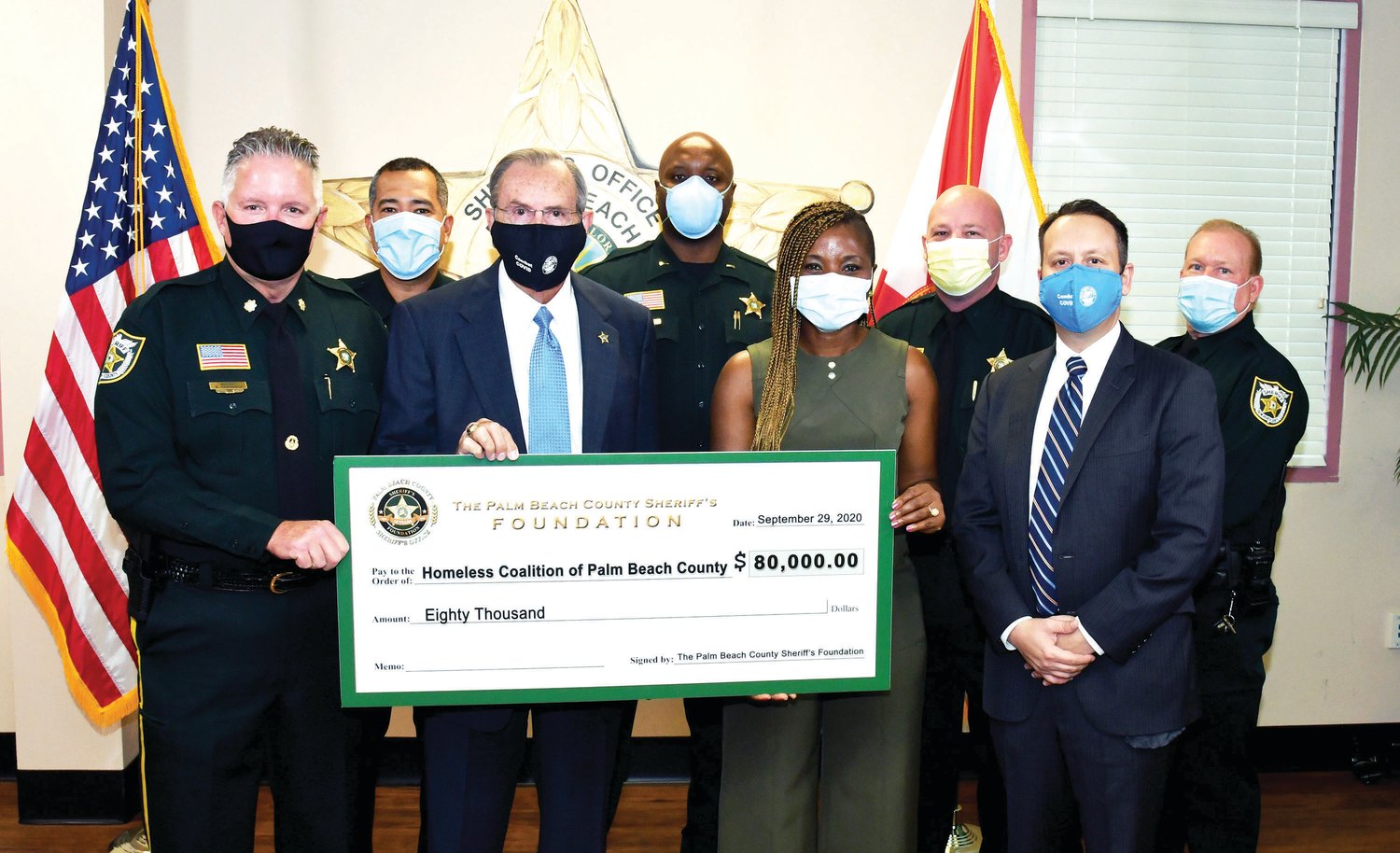 PBSO deputies and employees donated $80,000 to the Homeless Coalition of Palm Beach County.